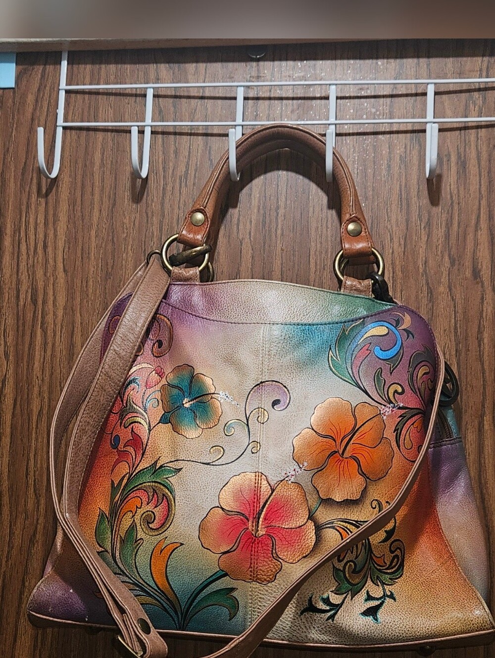 Anushka Hand-Painted Floral Leather Satchel - Multicolor